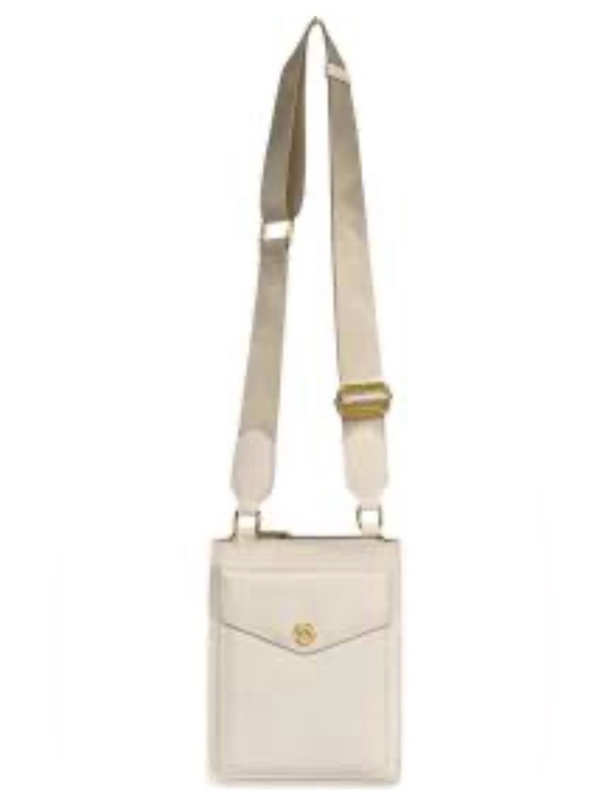 Joy Mangano Handbags - JOY MANGANO NWT Clean & Chic Slimline tan Saffiano leather crossbody bag w/ RFID